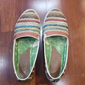 Kim Rogers 9.5 M, Galinda style, Boho woven multicolored flats, casual.